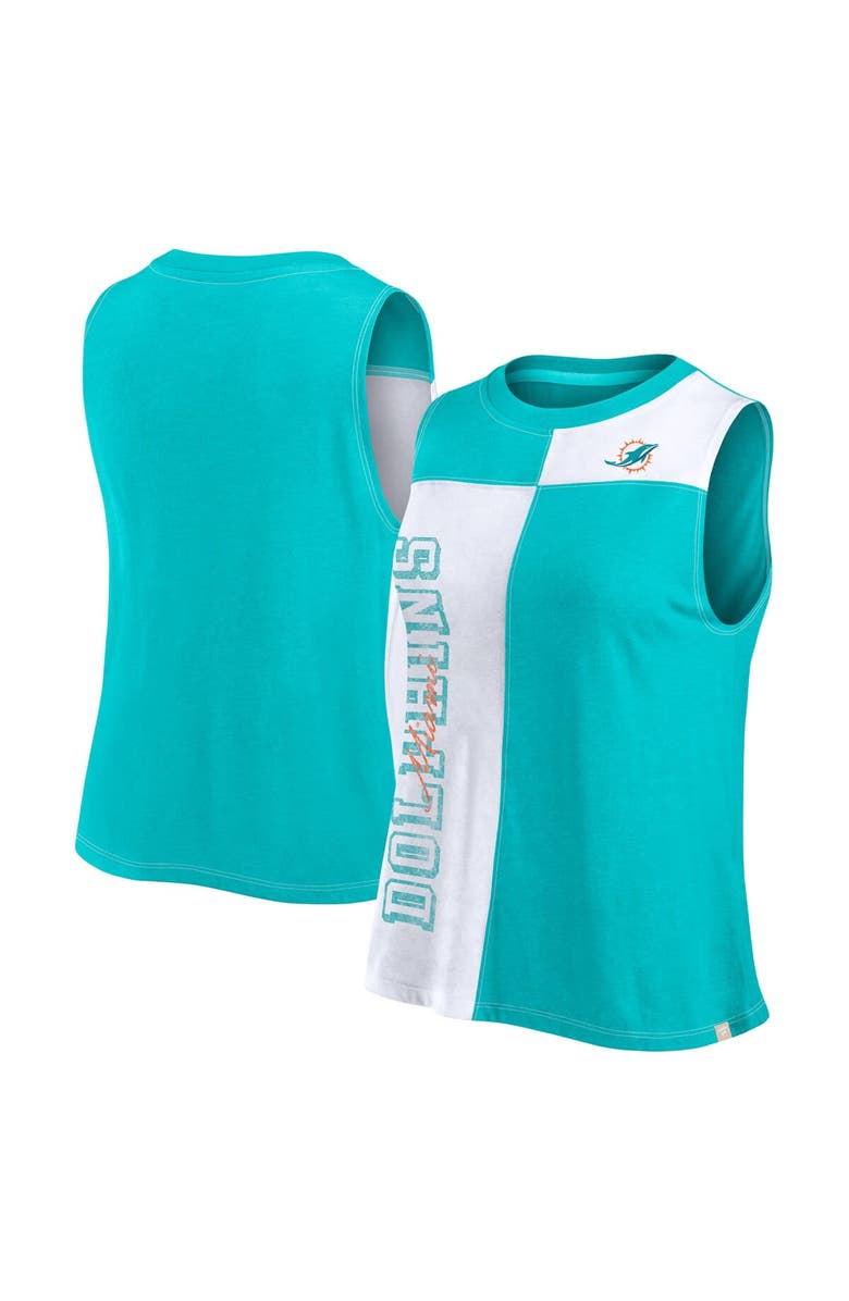 FANATICS Women's Fanatics Branded Aqua/White Miami Dolphins Script Color Block Tank Top, Main, color, Aqua
