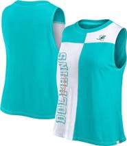 FANATICS Women's Fanatics Branded Aqua/White Miami Dolphins Script Color Block Tank Top