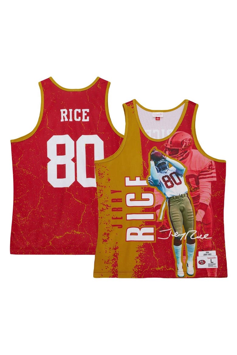 Men's Mitchell & Ness Jerry Rice Scarlet San Francisco 49ers 1994 Player Burst Tank Top, Main, color, Scarlet