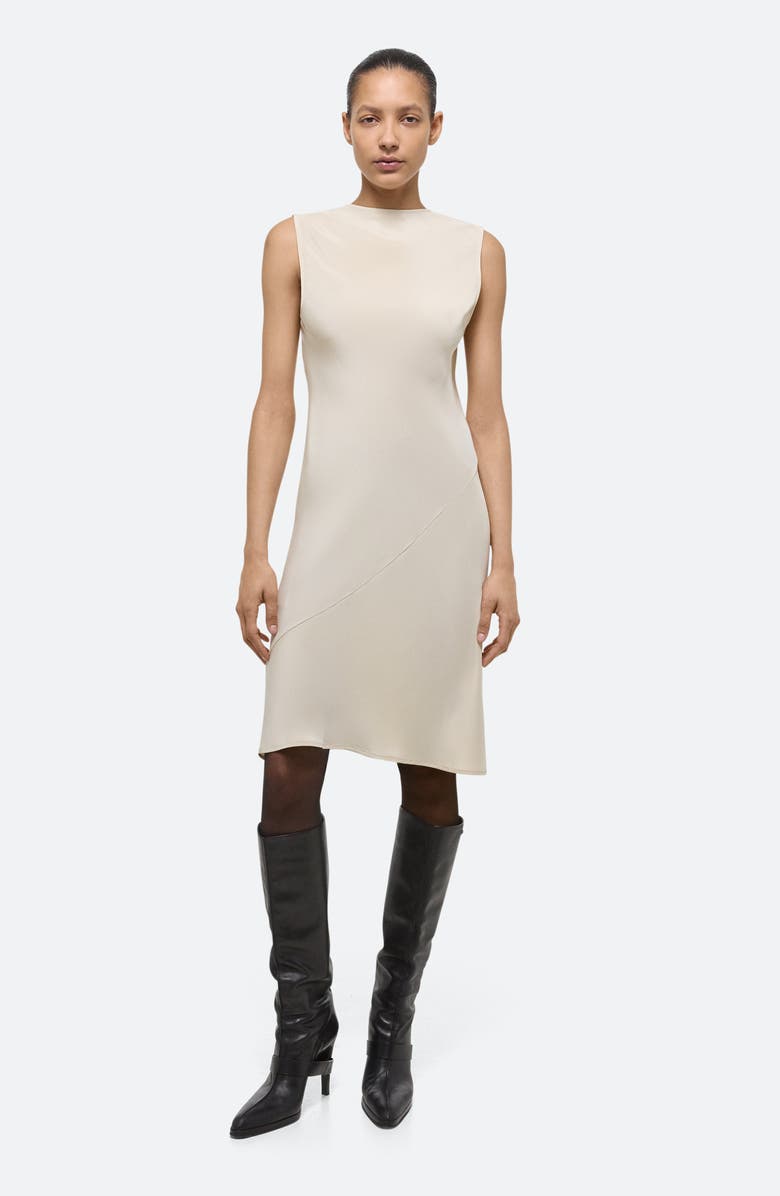 Helmut Lang Sleeveless Silk Slipdress with Scarf, Alternate, color, Oat