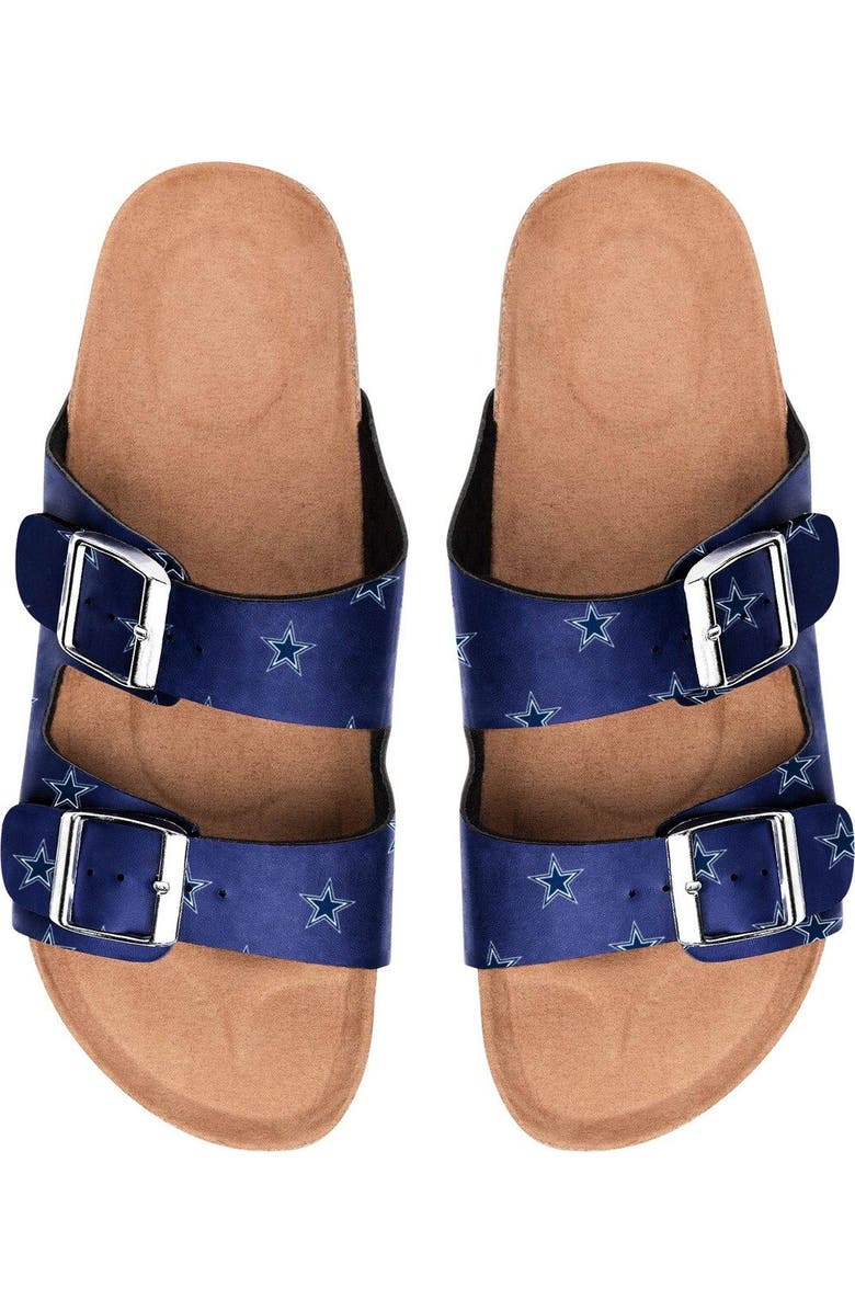 FOCO Women's Dallas Cowboys Mini Print Double Buckle Sandal, Main, color,