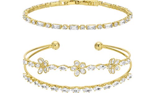 Eye Candy Los Angeles Eliza Cz 2-pack Assorted Bracelets In Gold