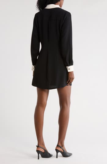 Contrast Collar Shirtdress