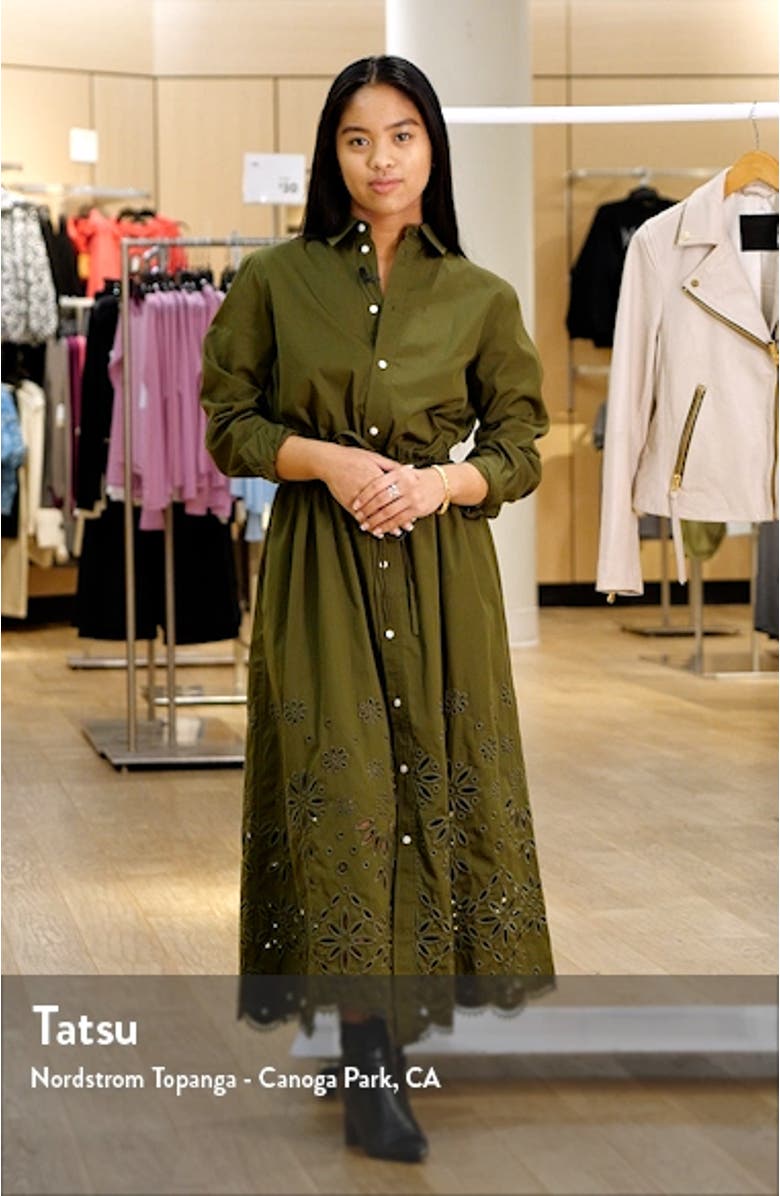 Long Sleeve Cotton Twill Shirtdress, sales video thumbnail