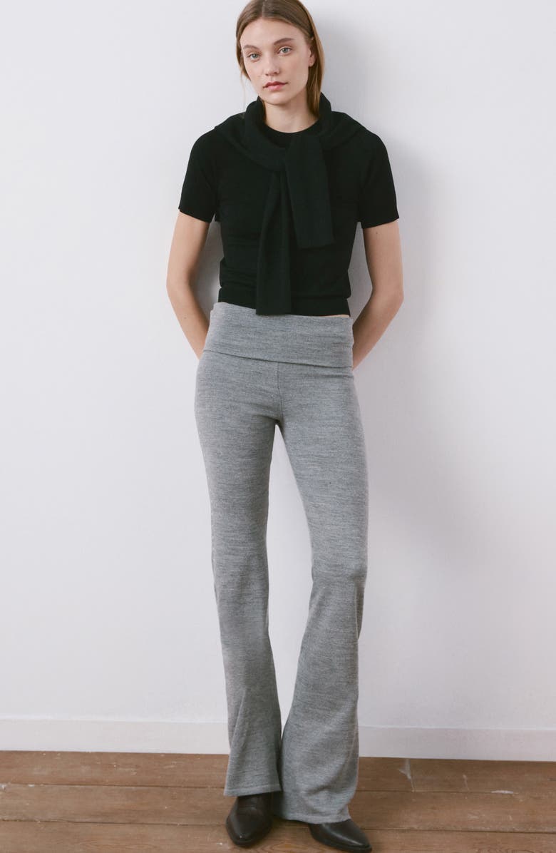 MANGO Studded Knit Trousers, Alternate, color, Medium Heather Grey