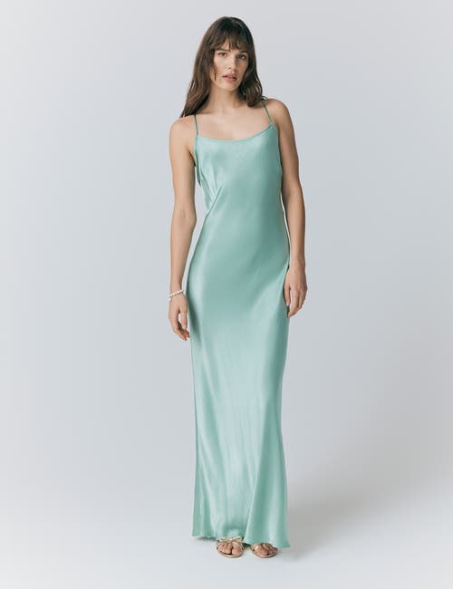 Ghost London Kallie Satin Maxi Slip Dress In Green