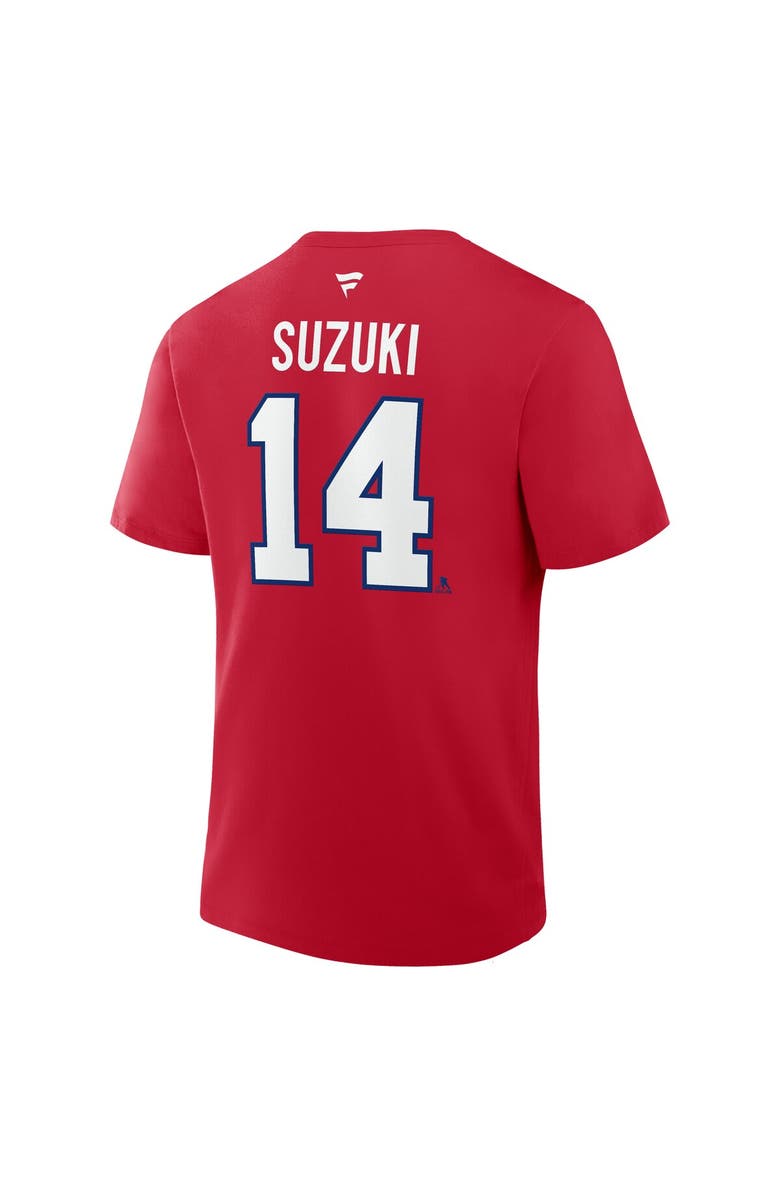 FANATICS Men's Fanatics Nick Suzuki Red Montreal Canadiens Authentic Stack Name & Number T-Shirt, Alternate, color, Red