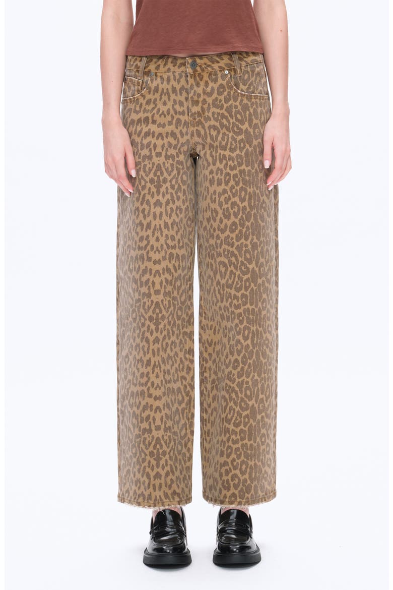 High Waist Print Straight Leg Jeans, Main, color, LEOPARD