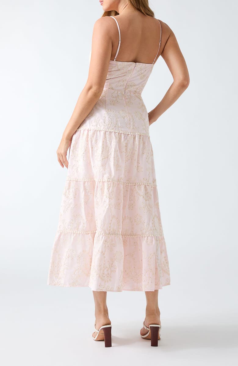 GUESS Evelyn Eyelet Embroidery Midi Dress, Alternate, color, Pink Multi
