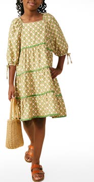 Hayden Girls Kids' Wavy Block Print Tiered Dress
