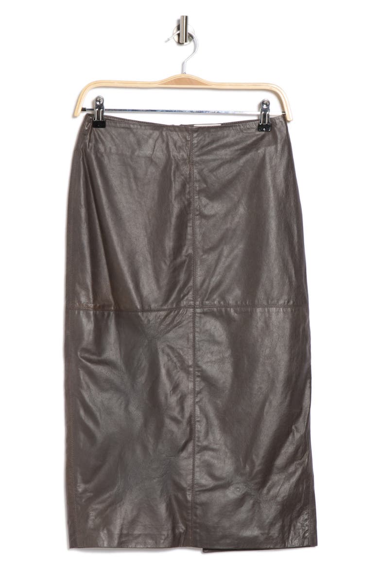 Lola Leather Pencil Skirt, Alternate, color, FUDGE