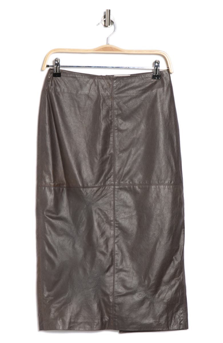TWP Lola Leather Pencil Skirt, Alternate, color, Fudge