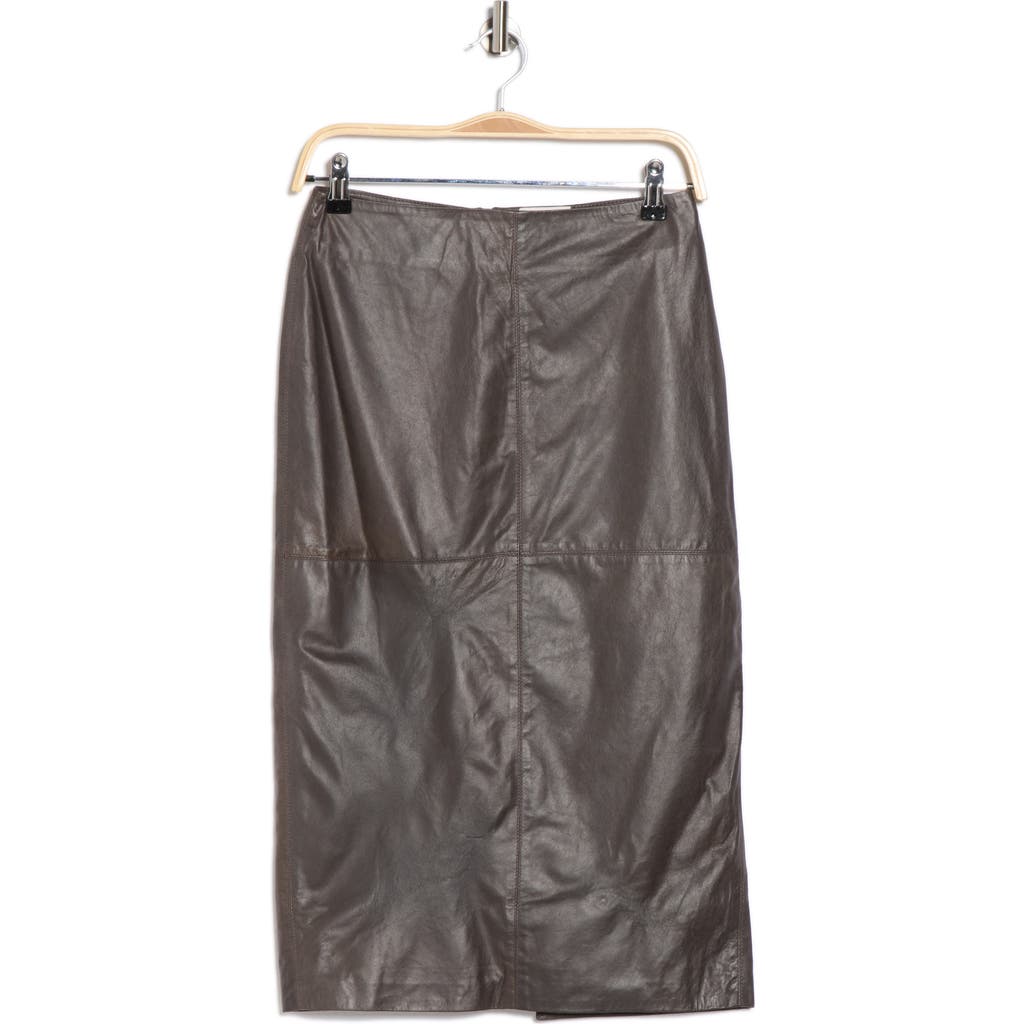 Twp Lola Leather Pencil Skirt In Brown
