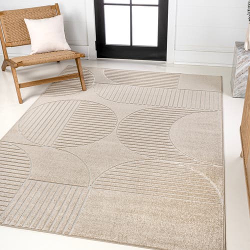 Jonathan Y Nordby High-low Geometric Arch Scandi Striped Indoor/outdoor Area Rug In Beige/cream