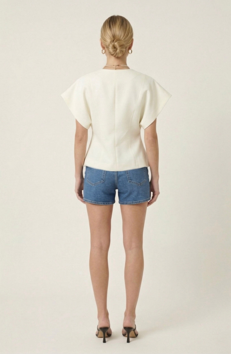 Modenaire Textured Wrap Top, Alternate, color, Off-White