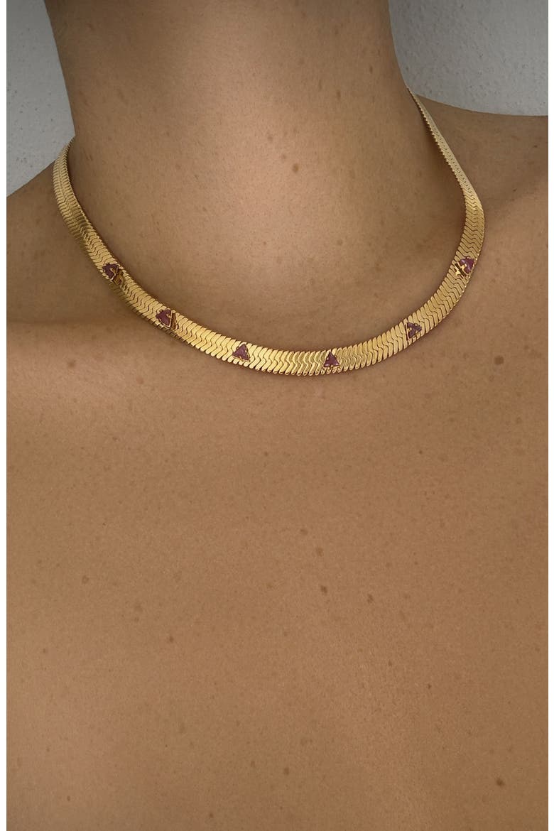 Gemstone Snake Chain Necklace, Alternate, color, RUBY