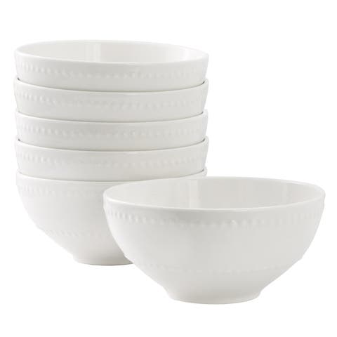 6 Piece Stoneware Cereal Bowl Set in White
