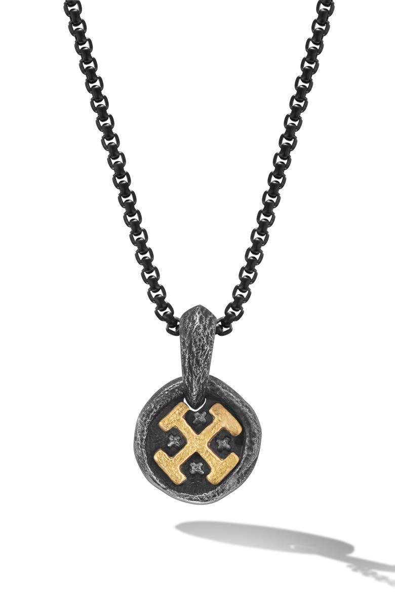 David Yurman Shipwreck Coin Amulet in Sterling Silver with 18K Yellow Gold, Main, color, 