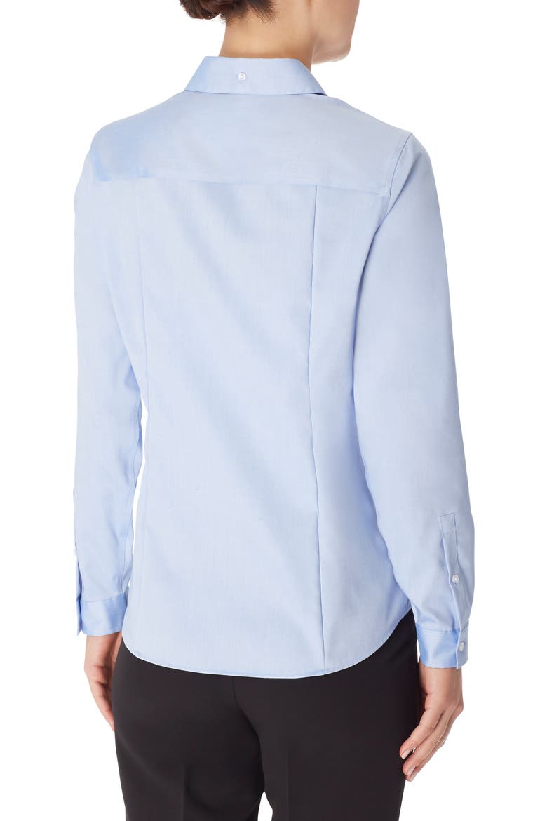 Solid Button-Up Cotton Shirt, Alternate, color, BLUE
