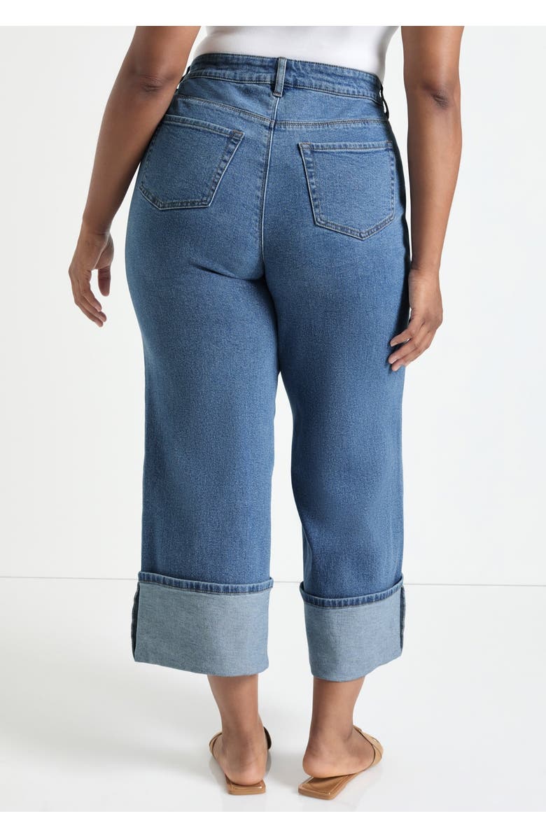 June + Vie Wide-Leg Cropped Cuffed Jeans, Alternate, color, Medium Vintage Wash