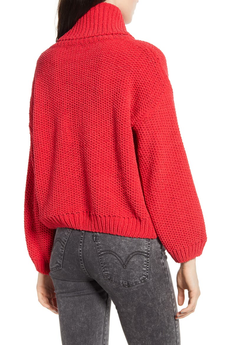 Chenille Turtleneck Sweater, Alternate, color, RED