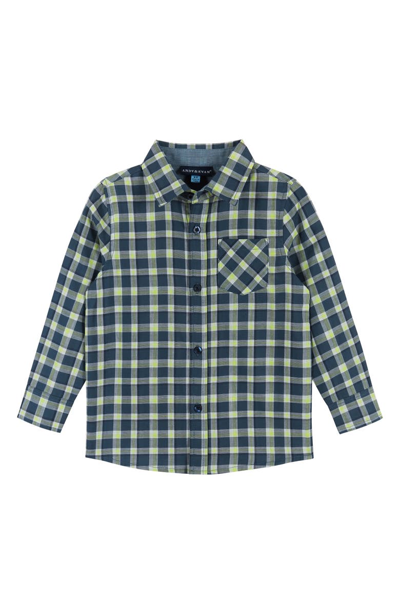 Andy & Evan Kids' Dino Sweater, Plaid Button-Up & Pants Set, Alternate, color, 