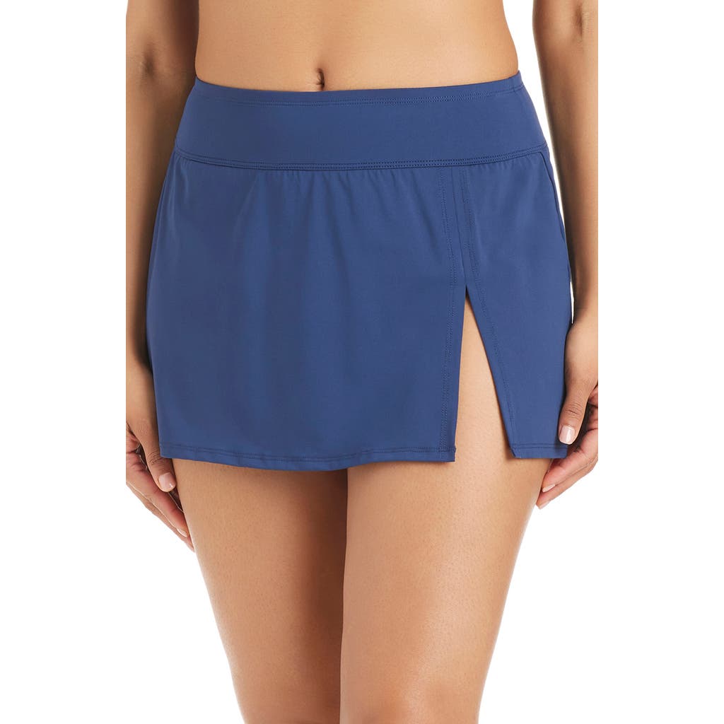Bleu Rod Beattie Rod Beattie Ring Me Up High Waist Skirted Bikini Bottoms In Blue