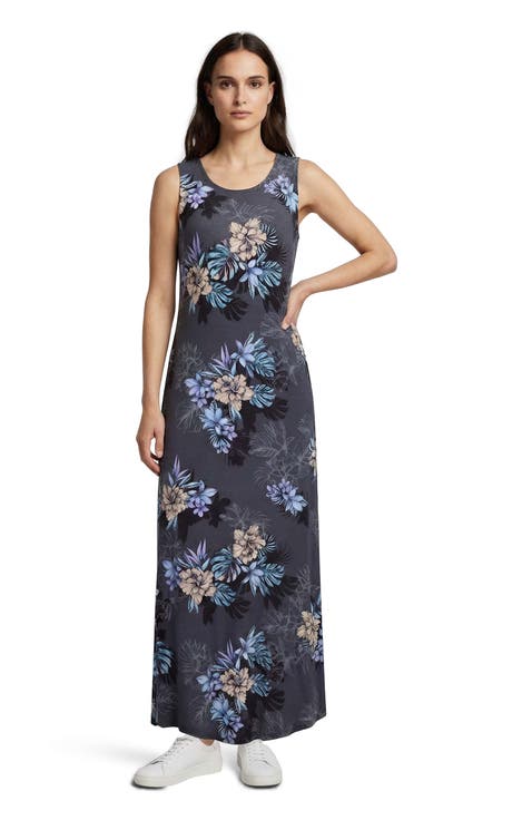 Exotic Floral Womens Sleeveless Midi Dress