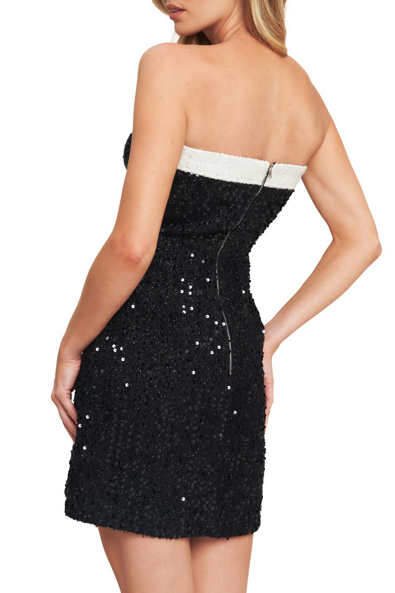 Sequin Strapless Minidress, Alternate, color, BLACK