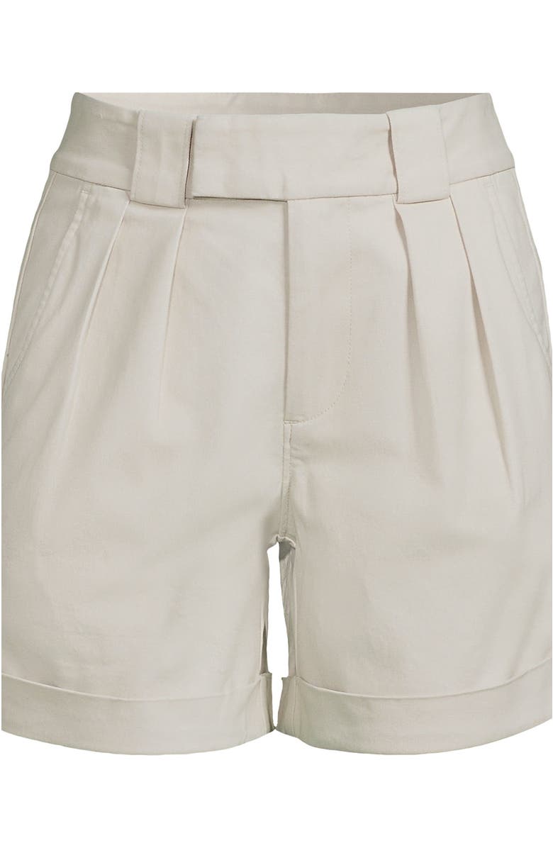Lands' End Chino High Rise Pleated 7" Shorts, Alternate, color, Light Stone