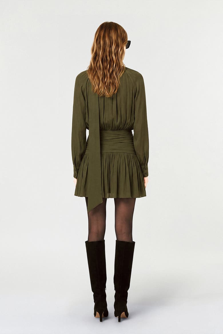Courtney Front Neck Tie Mini Dress, Alternate, color, Olive
