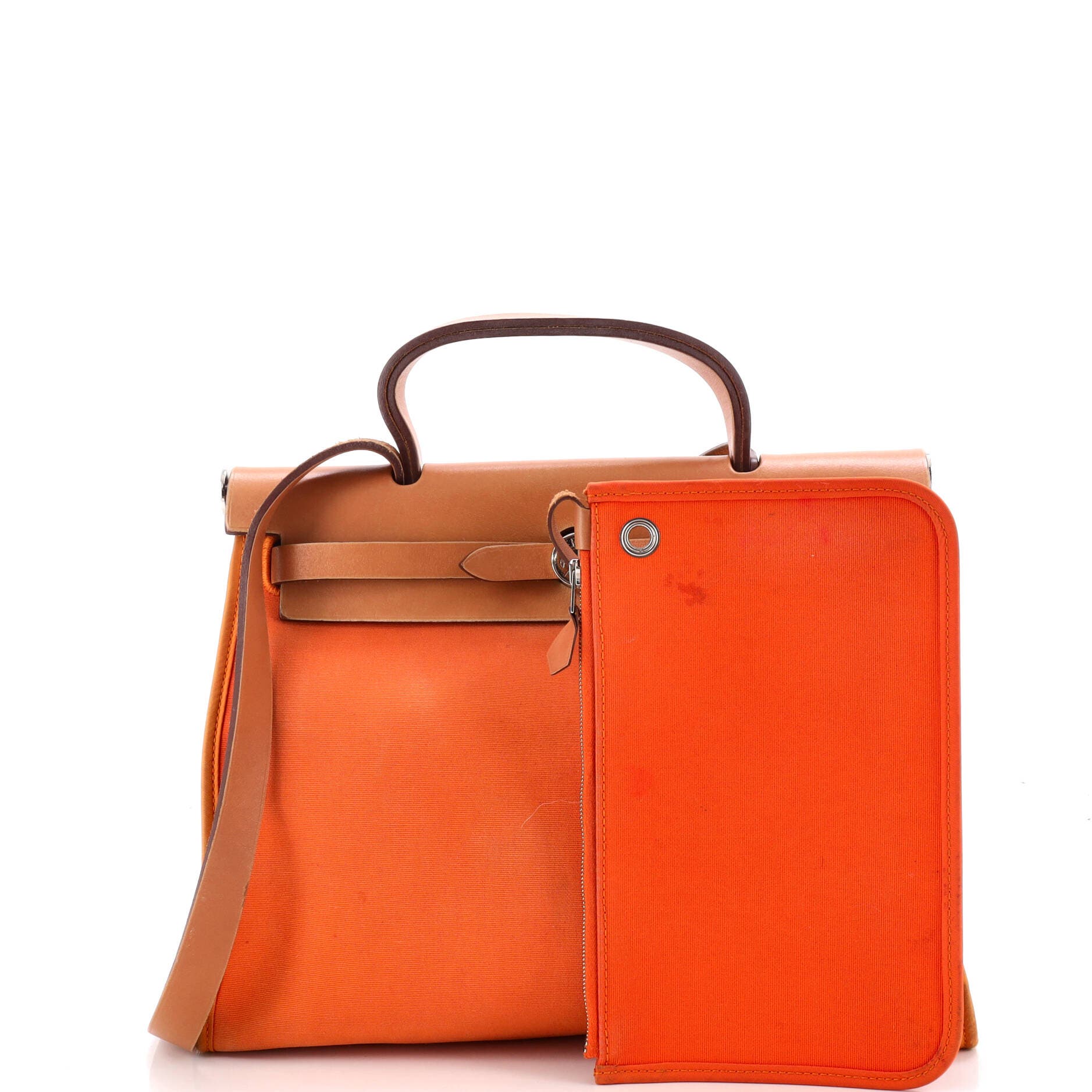 Pre-Owned Hermes Herbag Zip Leather and Toile 31, Alternate, color, Mangue