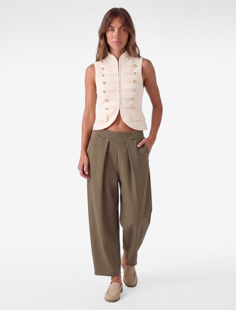 Modal Blend Mid Rise Pleated Balloon Pants