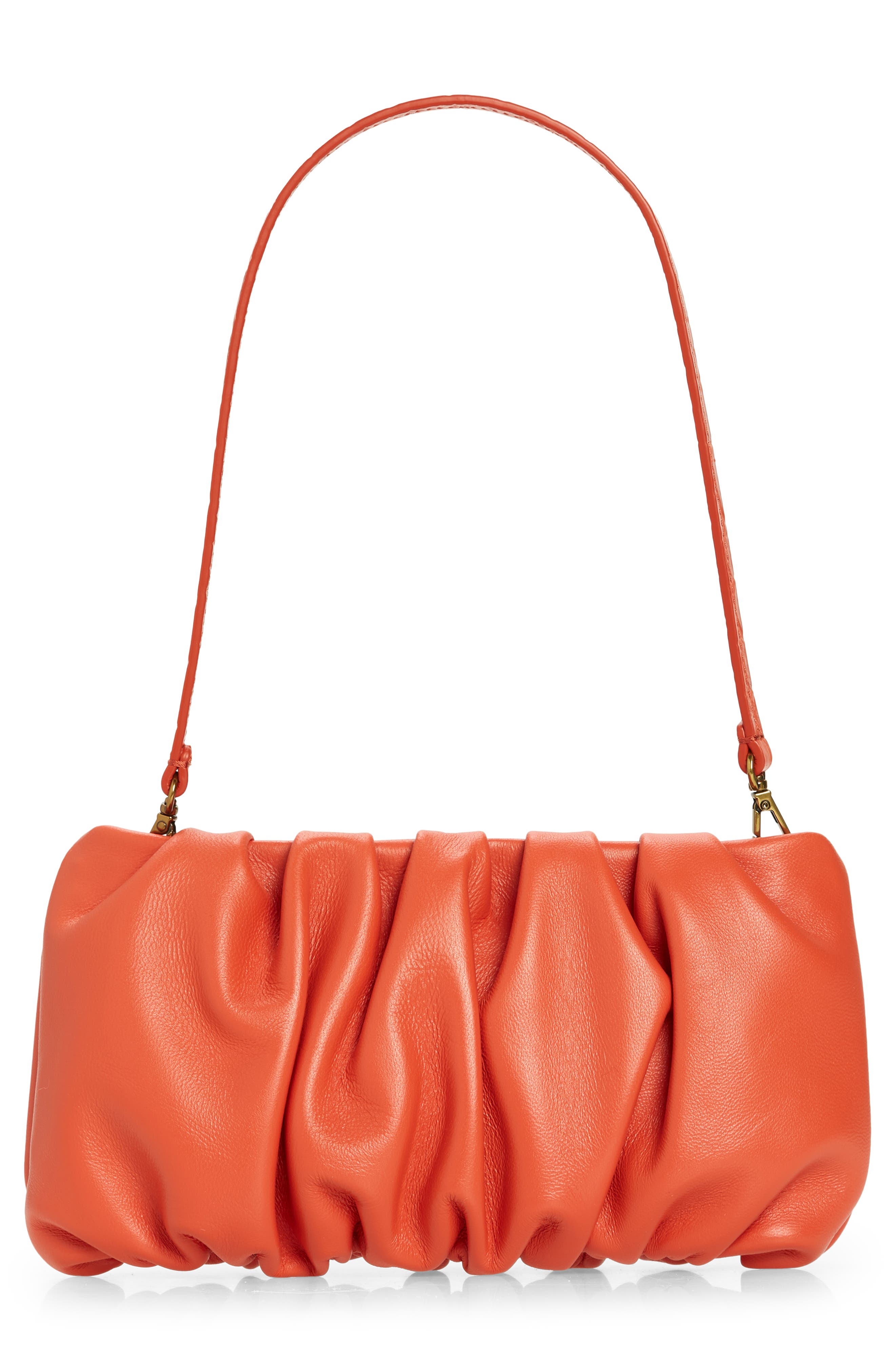 STAUD Bean Leather Clutch, Alternate, color, Blood Orange