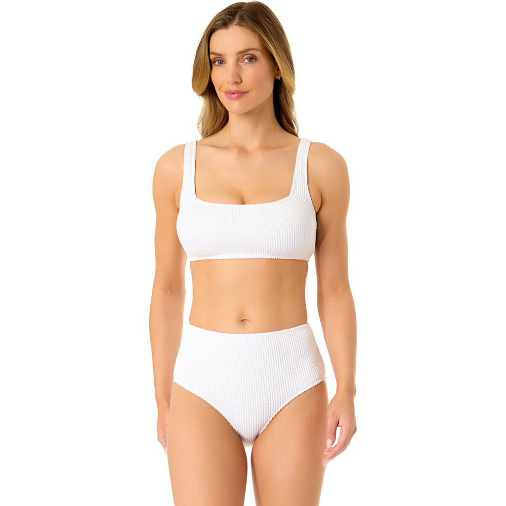 ANNE COLE LIVE IN COLOR TEXTURED CLASSIC SQUARE NECK BRALETTE BIKINI SWIM TOP