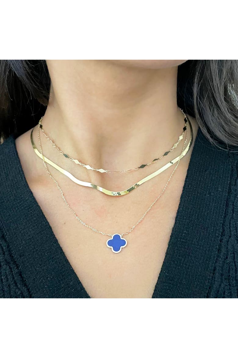 Mini Herringbone Necklace, Alternate, color, Yellow Gold