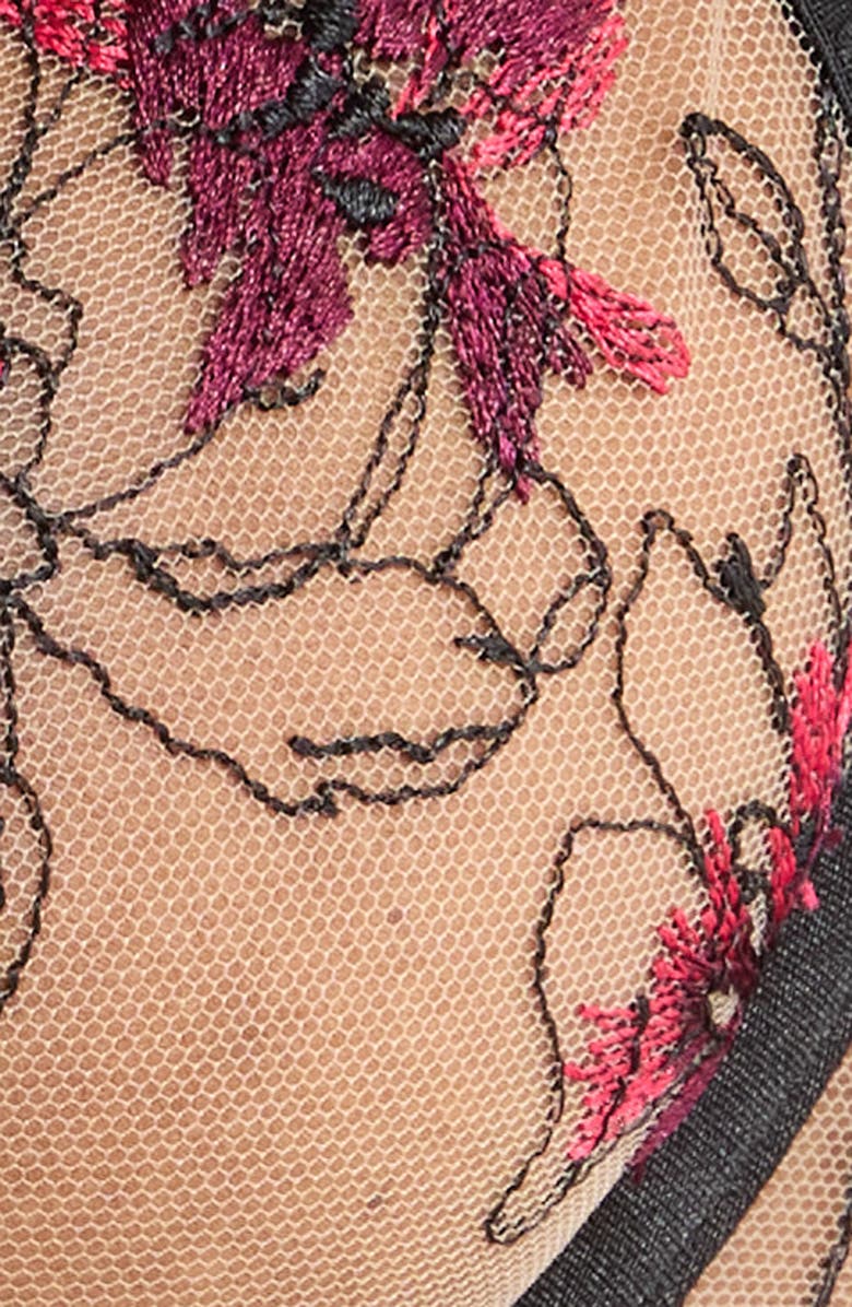 Bluebella Calista Embroidered Mesh Underwire Bra, Alternate, color, Black/ Cherry/Virt Pink/Sheer