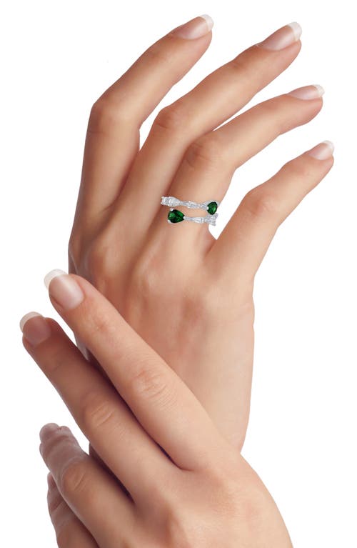 Cz By Kenneth Jay Lane Cubic Zirconia Bypass Ring In Green/silver