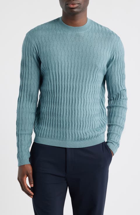 Diamond Stitch Virgin Wool Crewneck Sweater