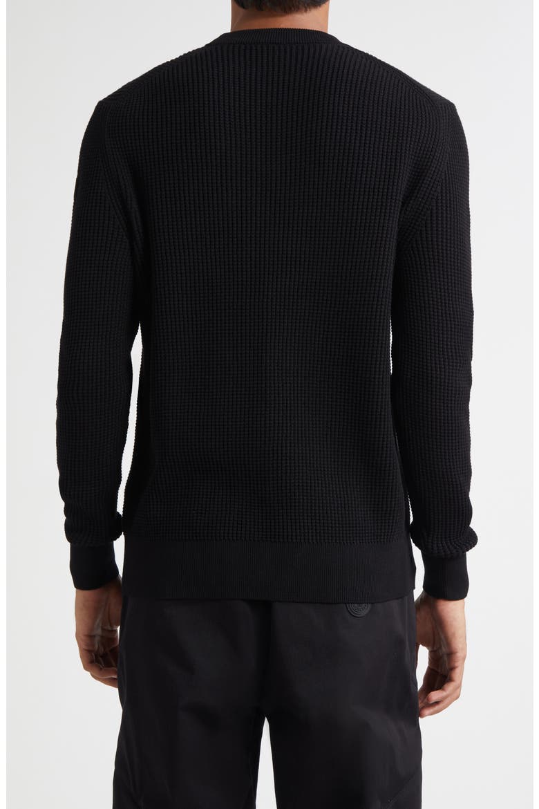 Waffle Stitch Crewneck Sweater, Alternate, color, BLACK