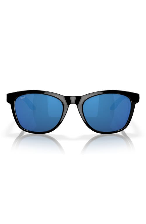 Costa Del Mar 54mm Polarized Mirrored Round Sunglasses In Black/blue Mirror 580p