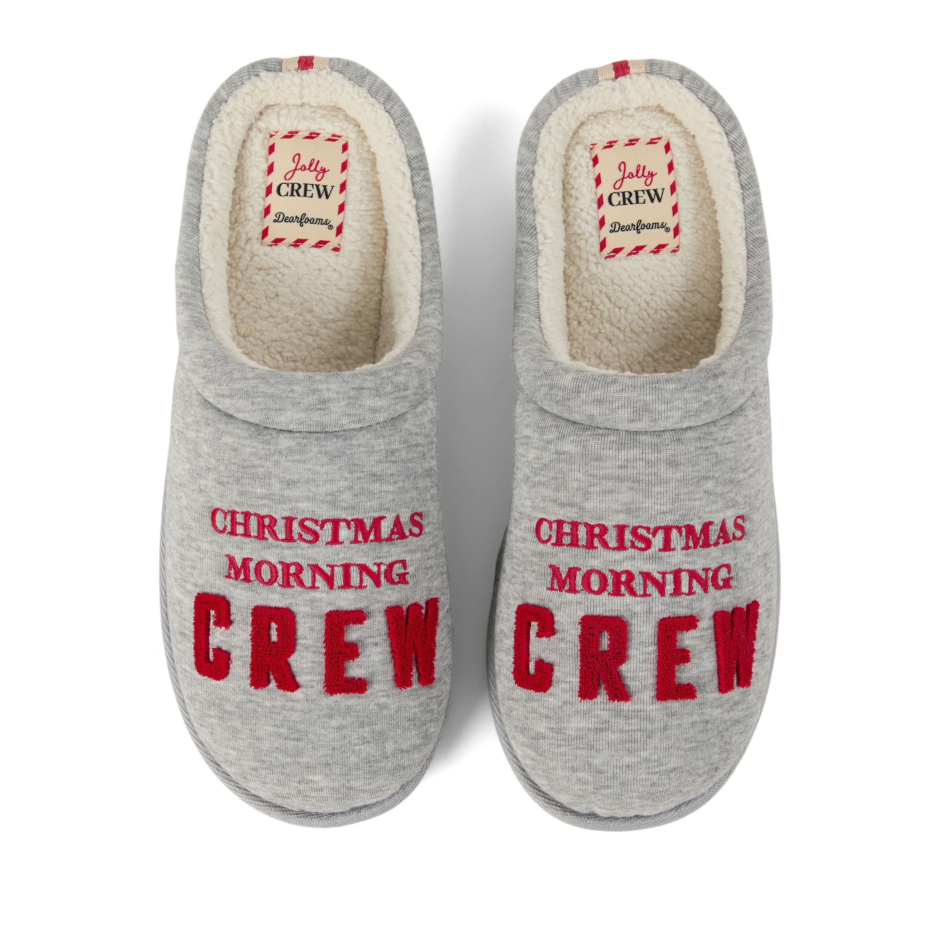 Christmas Morning Crew Slippers, Main, color, LIGHT HEATHER GREY