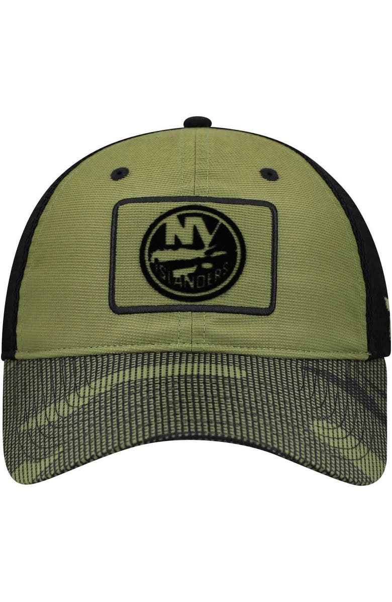 FANATICS Men's Fanatics  Olive New York Islanders Military Appreciation Trucker Adjustable Hat, Alternate, color, Olive