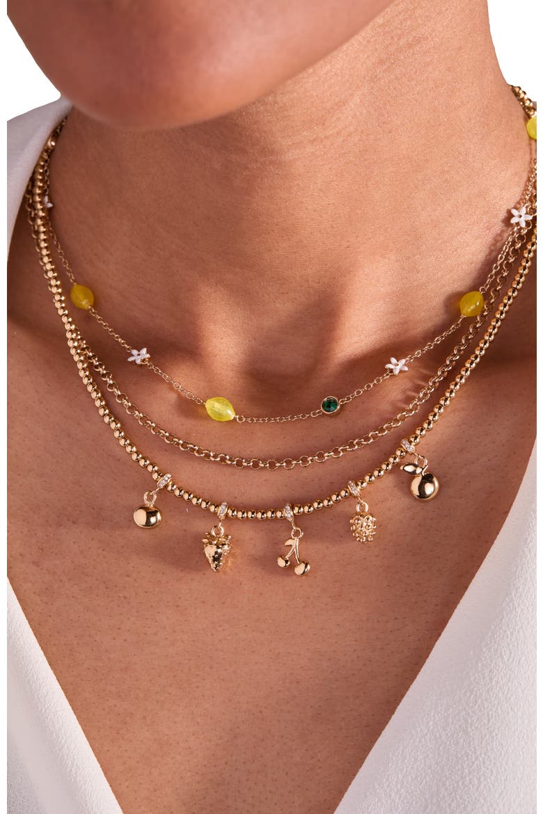 Summer Fruits Charm Necklace, Alternate, color, Gold