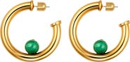 CHRISTINA CARUSO Malachite Medium Hoop Earrings
