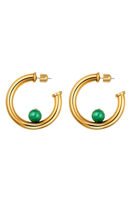 CHRISTINA CARUSO Malachite Medium Hoop Earrings in 14K Gold  product