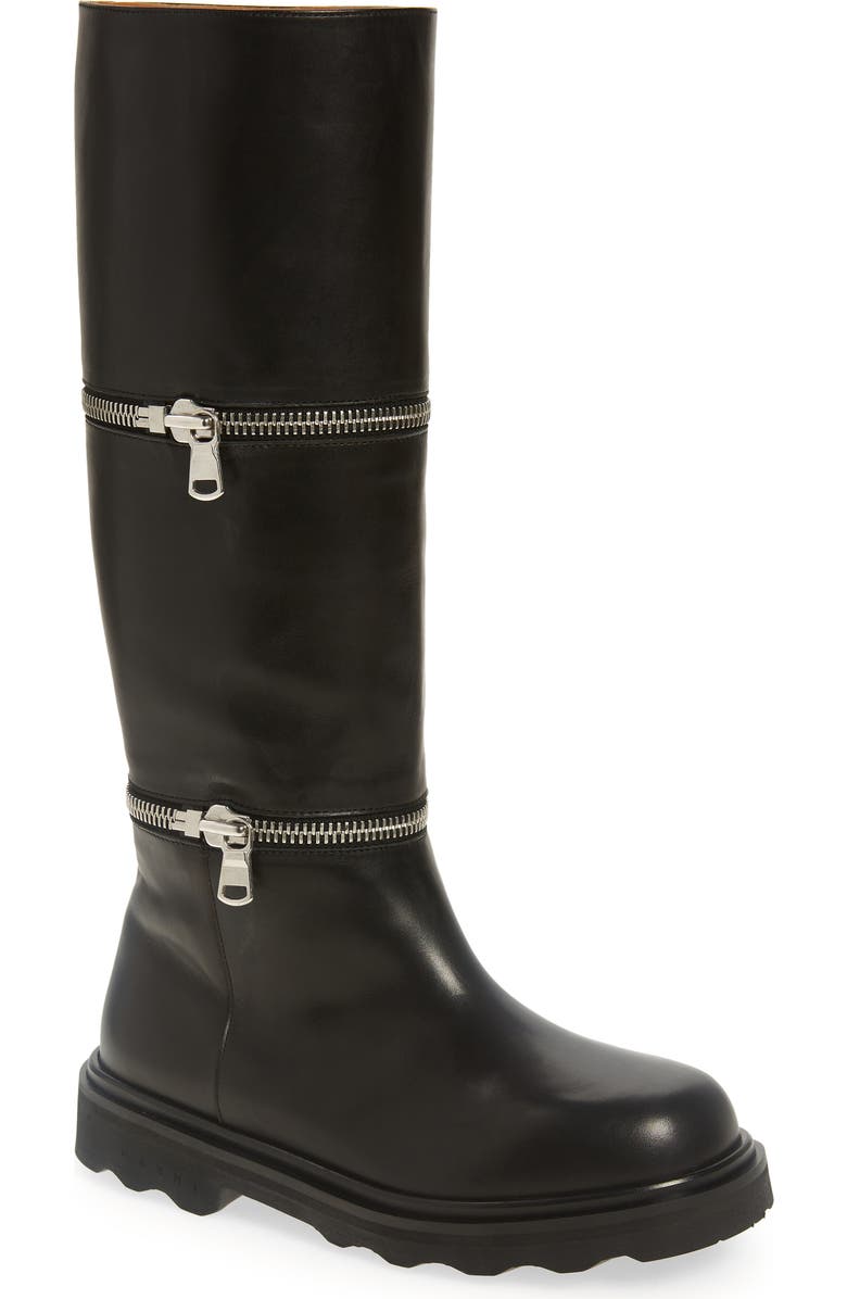 Marni Convertible Zip Knee High Boot, Main, color,