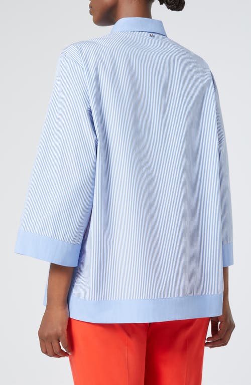 Marina Rinaldi Gela Embroidered Cotton Button-up Shirt In Blue