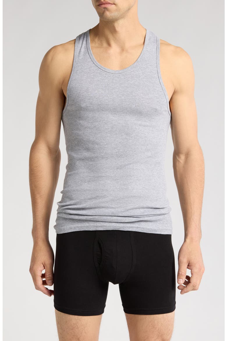 Cotton 3-Pack Ribbed Tank Tops, Main, color, WHITE MULTI