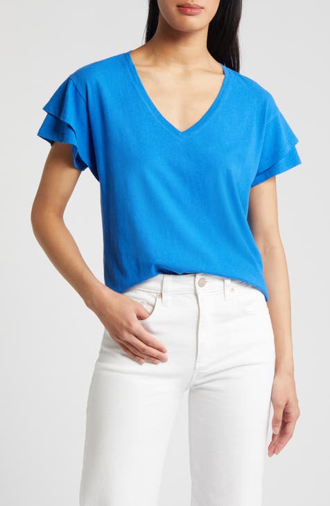 Flutter Sleeve Cotton & Linen Top